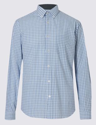 Pure Cotton Grid Check Shirt with Pocket
